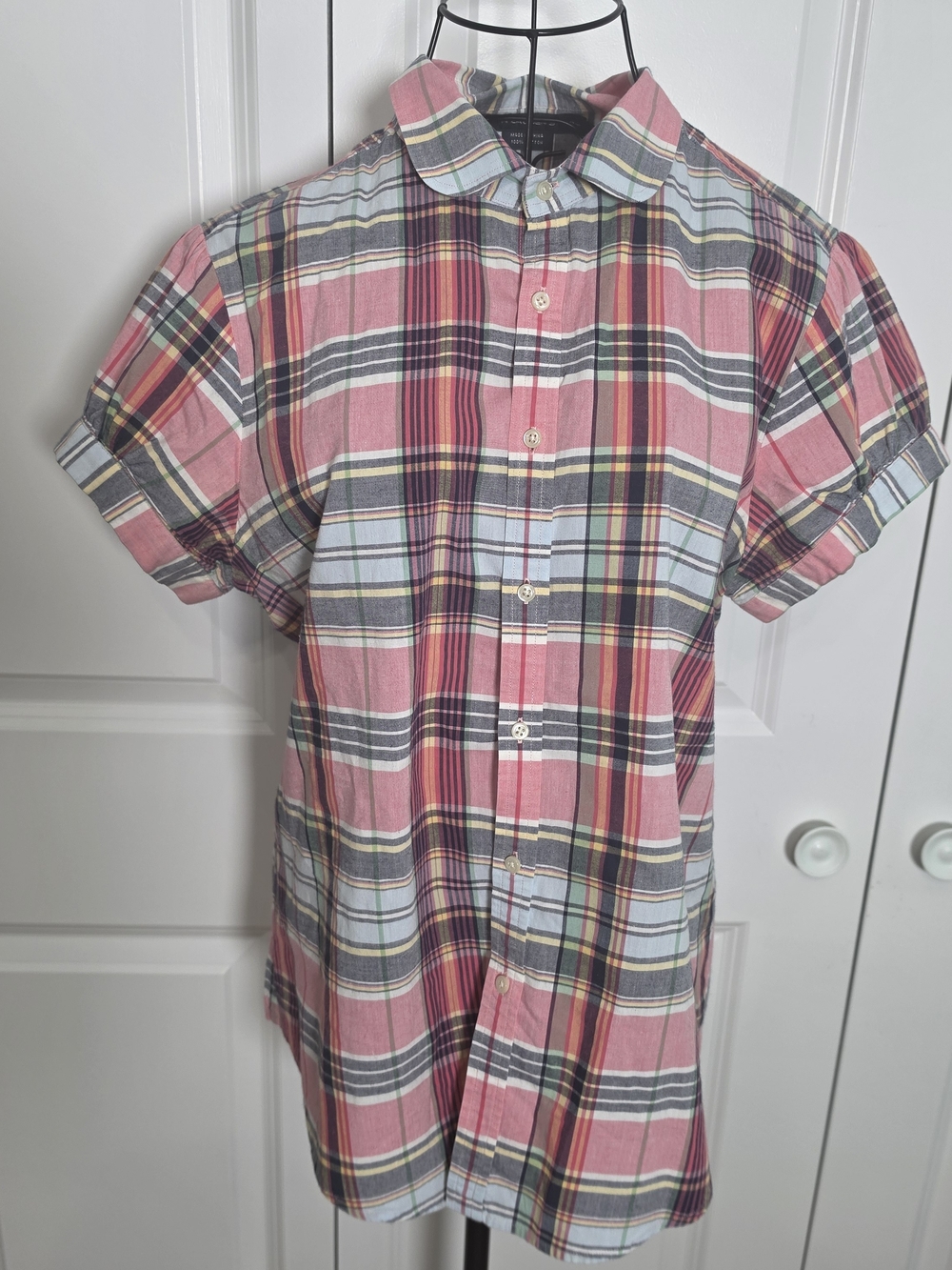 Vintage Ralph Lauren Sport Pink Madras Plaid Shirt Size 14